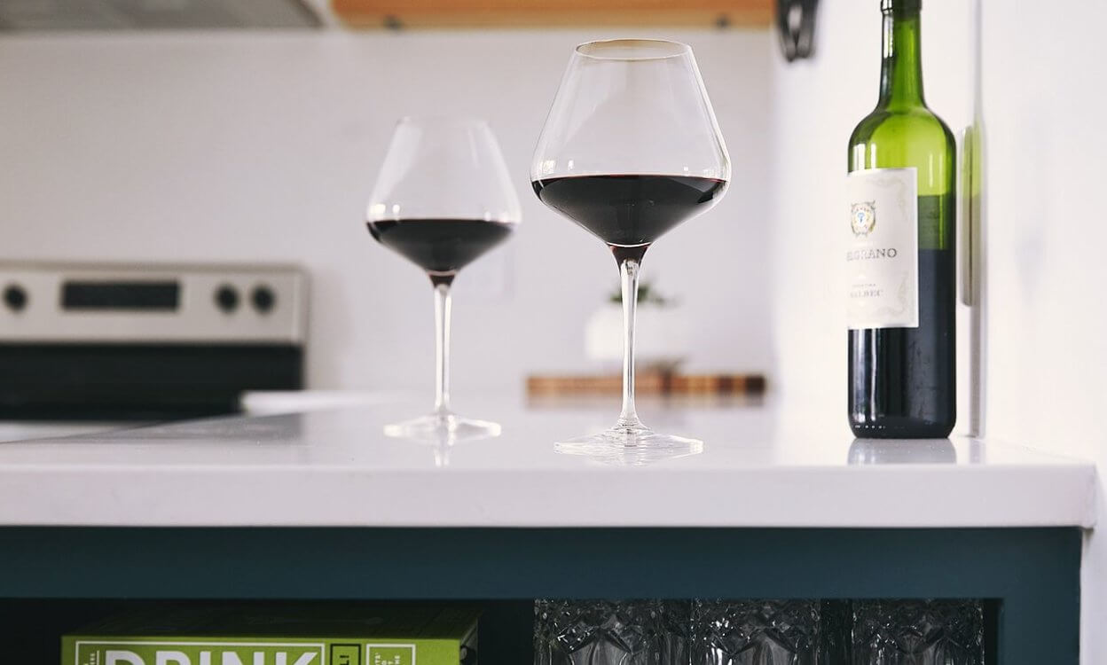 wine on top of kitchen counter