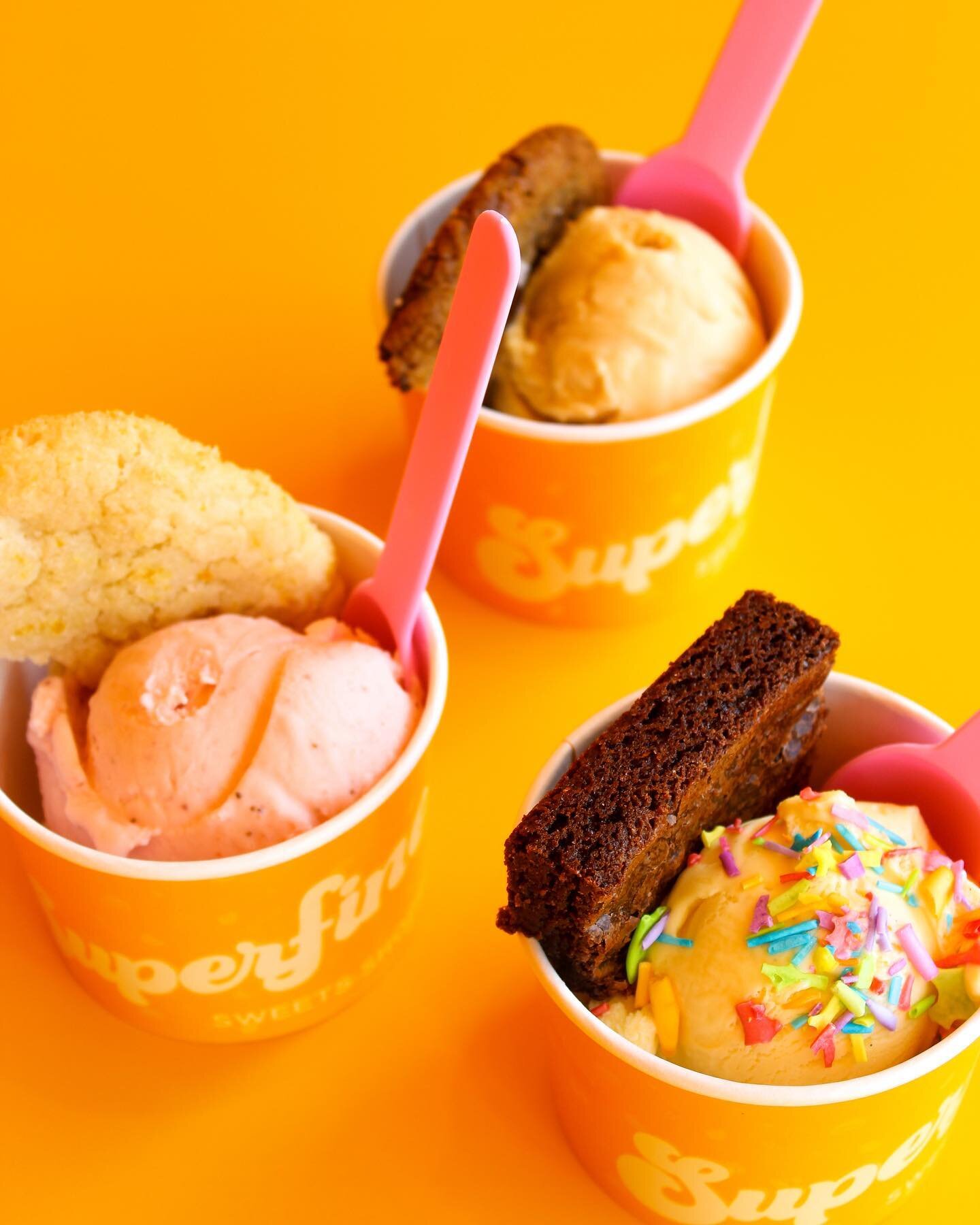 cups of ice cream with cookies and brownies